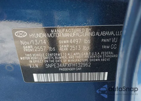 2015 Hyundai Sonata Sport from USA, damaged, VIN 5NPE34AFXFH132962